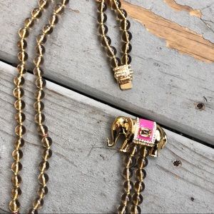 J. Crew Enamel Pink Elephant Glass Bead Necklace